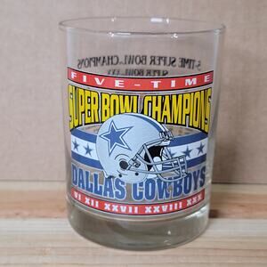 VINTAGE Dallas Cowboys Five-Time Superbowl Champions Glass